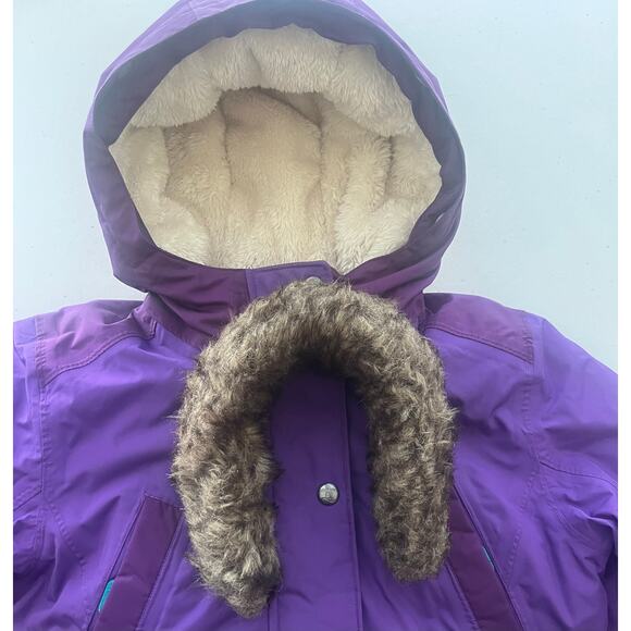 LANDS'END Kids Puffer Jacket‎ Lined Hooded Purple Girls Coat Size 10/12 - Picture 8 of 11